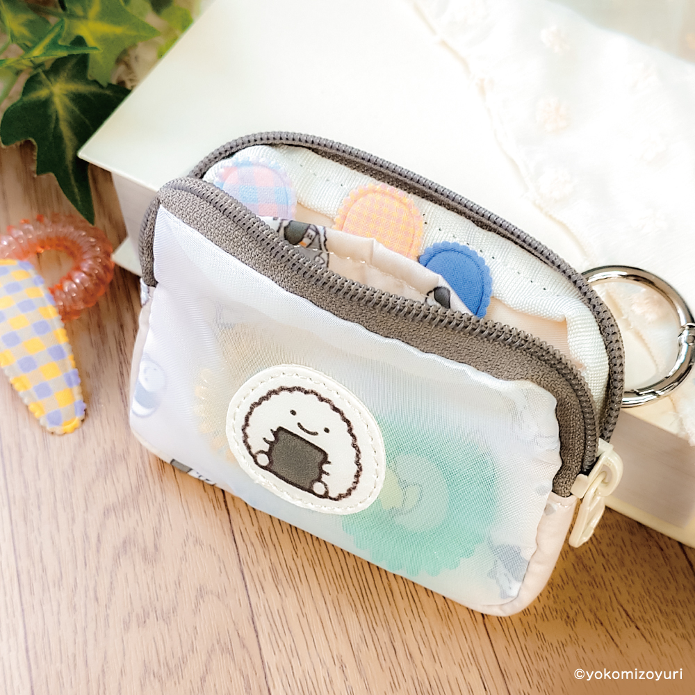 カラビナ付きフラットポーチ　のりおにぎりずかん