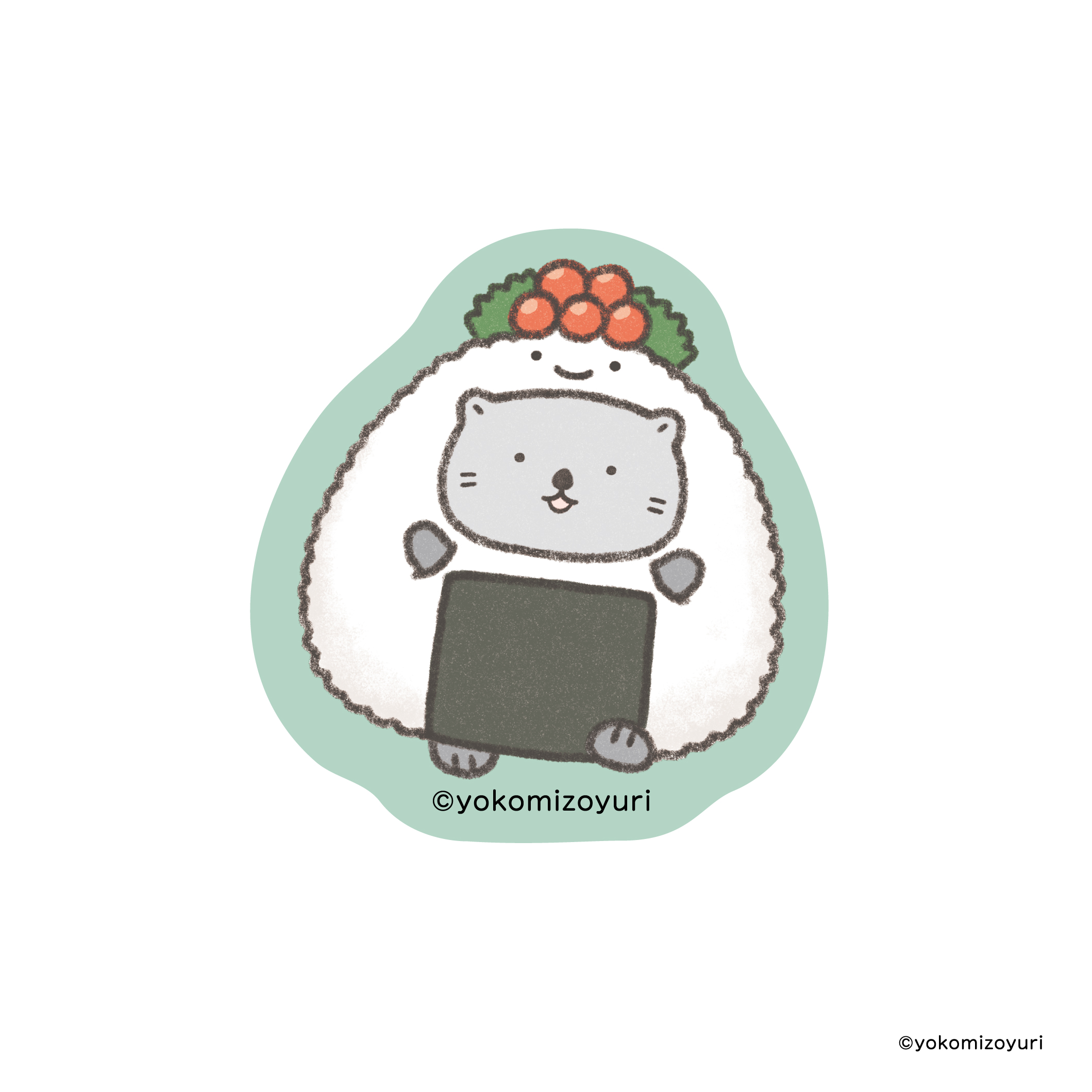 ダイカットステッカー　ラッコ　開店のりおにぎり屋