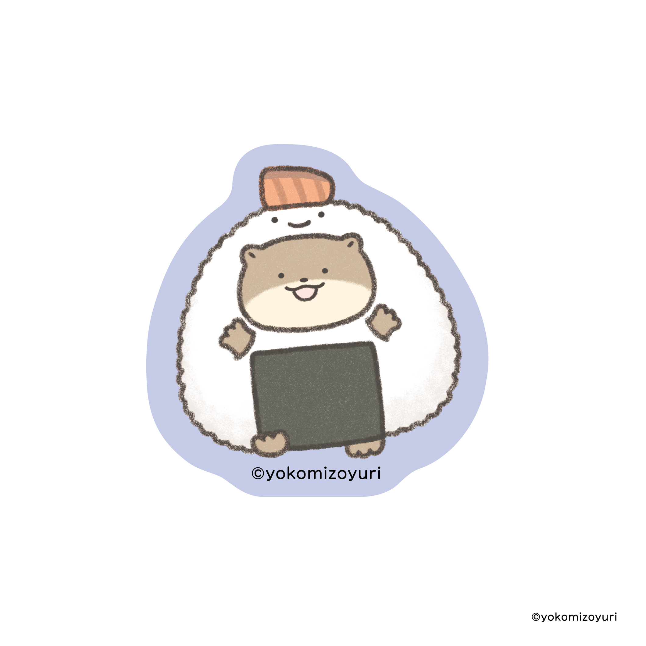 ダイカットステッカー　カワウソ　開店のりおにぎり屋